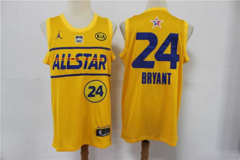 Men Los Angeles Lakers 24 Bryant Yellow NBA 2020-2021 All Star Jersey
